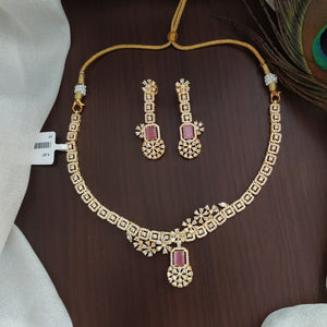 Stunning GOLD-PLATED AD & Zircon Necklace Set