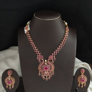 Luxuries Gold Plated AD & Zircon Necklace Set
