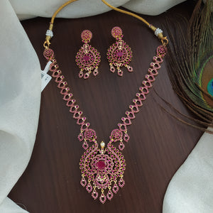 Luxuries Gold Plated AD & Zircon Necklace Set