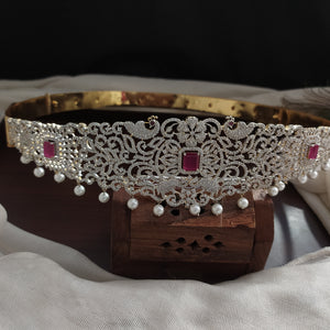 Real Pearl Dangling Zircon Hip Belt