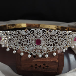 Real Pearl Dangling Zircon Hip Belt