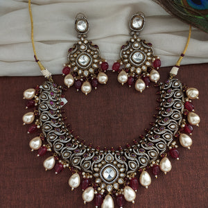 Oversized White Pearl Victorian Necklace Set
