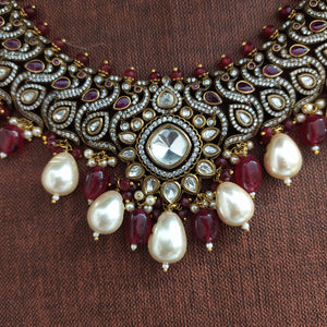 Oversized White Pearl Victorian Necklace Set