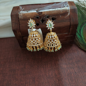 Sparkling Gold Plated Jhumka With Zircon Stones