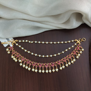 Beautiful Gold-plated Matil (Ear Chain) With Pearls drops