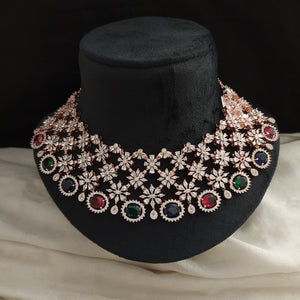 AD & Zircon stone Heavy choker Necklace set