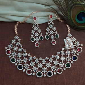 AD & Zircon stone Heavy choker Necklace set