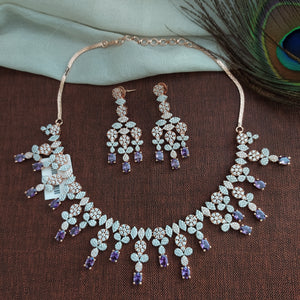 Rose-gold Polish Zircon Necklace Set