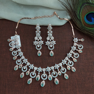 Exquisite Rose-gold Zircon Necklace Set