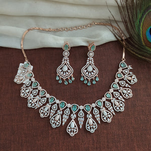 Rose-gold Polish Ad & Zircon Necklace Set