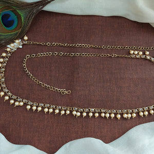 Single Pearl Drops Mehandi Finish Hip Chain