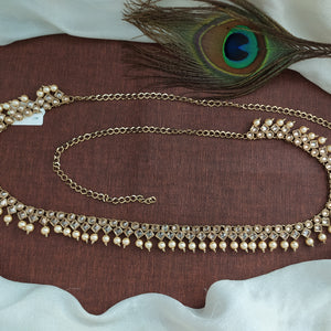Single Pearl Drop Honey Colored Stone Hip chain