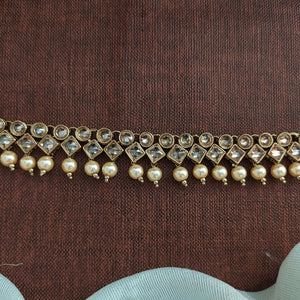 Single Pearl Drop Honey Colored Stone Hip chain