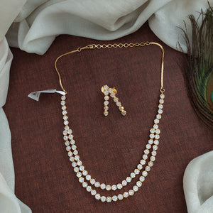 Beautiful Gold-Plated Double Layer Zircon Necklace Set