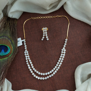Beautiful Gold-Plated Double Layer Zircon Necklace Set