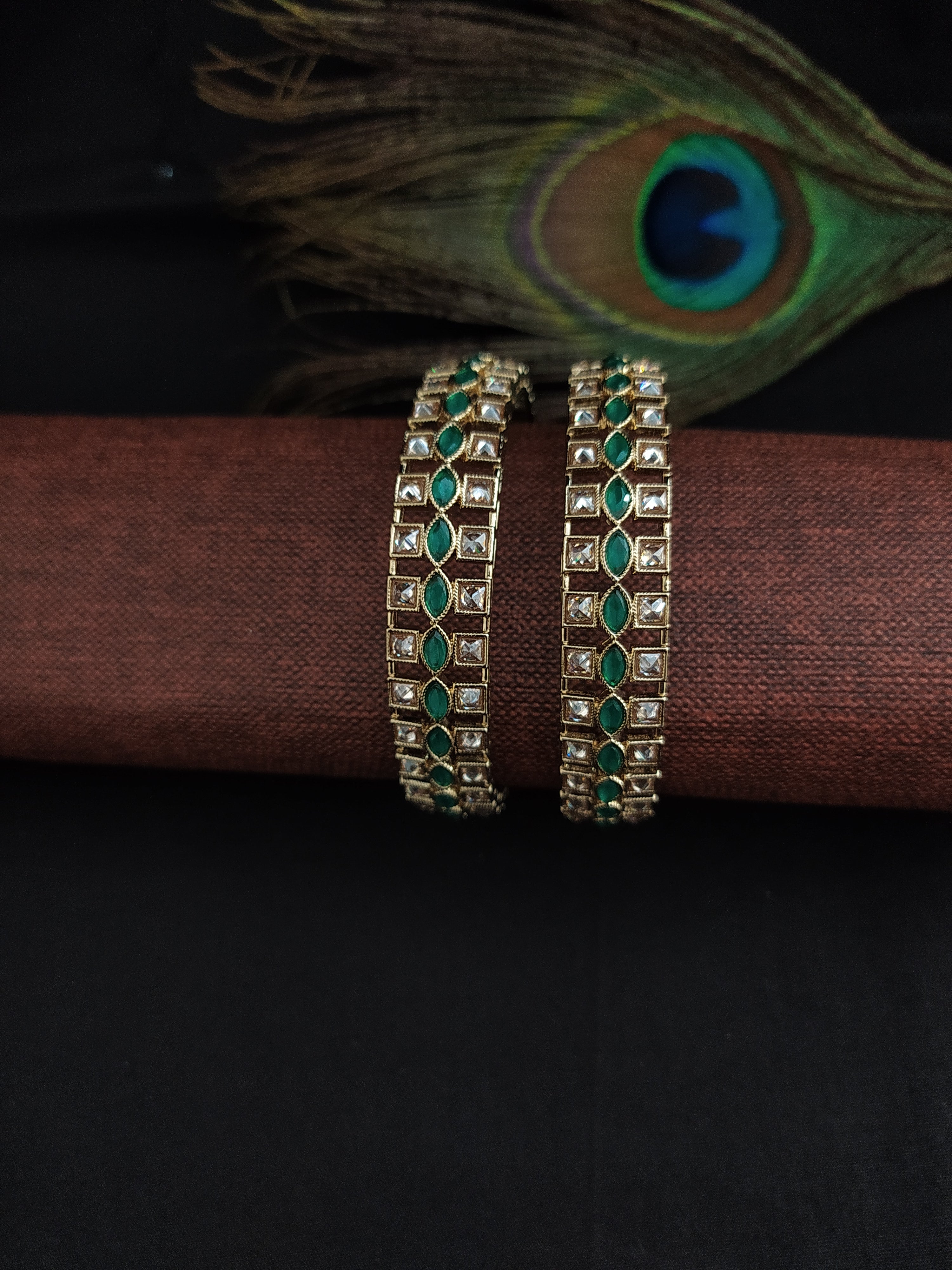Elegant Uncut Polki Bangles in Mehandi Finish - Sonal Fashion Jewellery ...