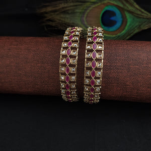 Elegant Uncut Polki Bangles in Mehandi Finish