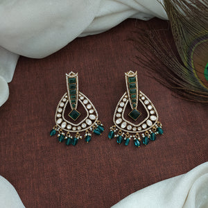 Mesmerizing Victorian Chandbali Earrings Having Bead Dangling