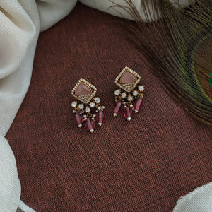 Rhombus Shape Victorian Tops With Real Pearl Dangling