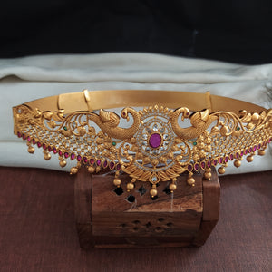 Double Peacock Design Antique Finish Hip Belt