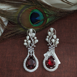 High-end Beautiful American Diamond & Pearl Dangling Earrings