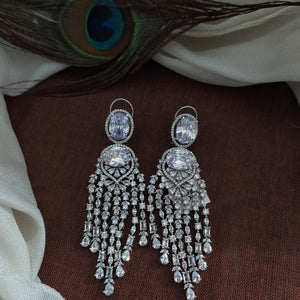 Diamond Look Silver Plated Signity Studded Danglers