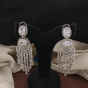 Diamond Look Silver Plated Signity Studded Danglers