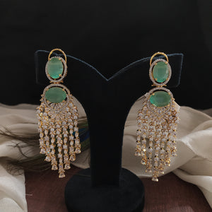 Gold Plated Diamond Look Signity Studded Danglers