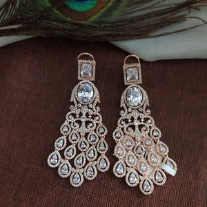 Chandelier Style American Diamond Studded Drop Earrings