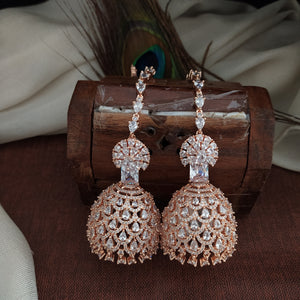 Dazzling Jhumki Earrings with Zircon Stone Studs