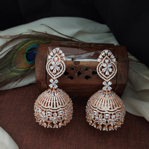 Radiant Bridal Jhumki Earrings with Zircon Stones