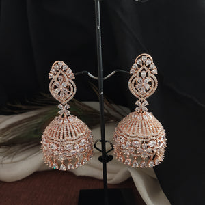 Radiant Bridal Jhumki Earrings with Zircon Stones