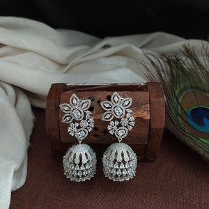 Dazzling Floral Zircon Jhumki With Multiple Plating