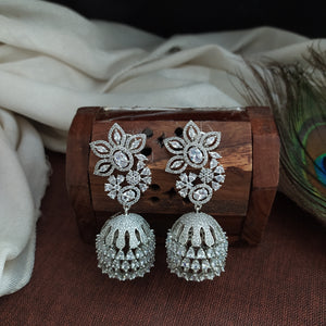 Dazzling Floral Zircon Jhumki With Multiple Plating