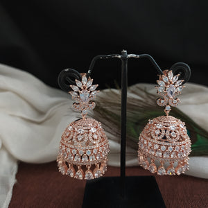 Adorable Gold Plated Jhumka With Zircon Stones