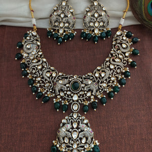Bridal Elegance Victorian Necklace Set with Elephant and Peacock Motifs