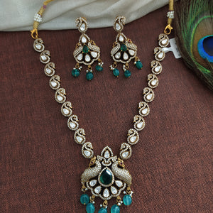 Elegance Redefined Victorian Peacock Pendant Necklace Set