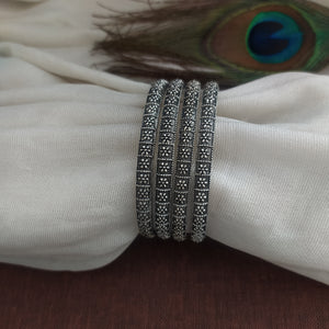 Beautiful German Silver Oxidised Plain Bangles Collection