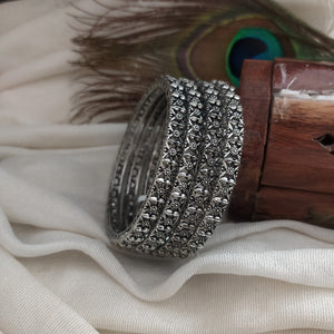 Classic German Silver Oxidized Plain Bangles