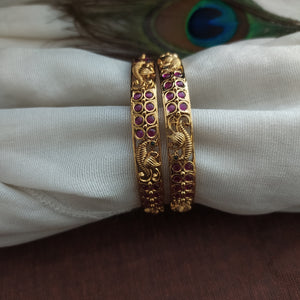 Enchanting Antique Peacock Design Ruby Kemp Bangles