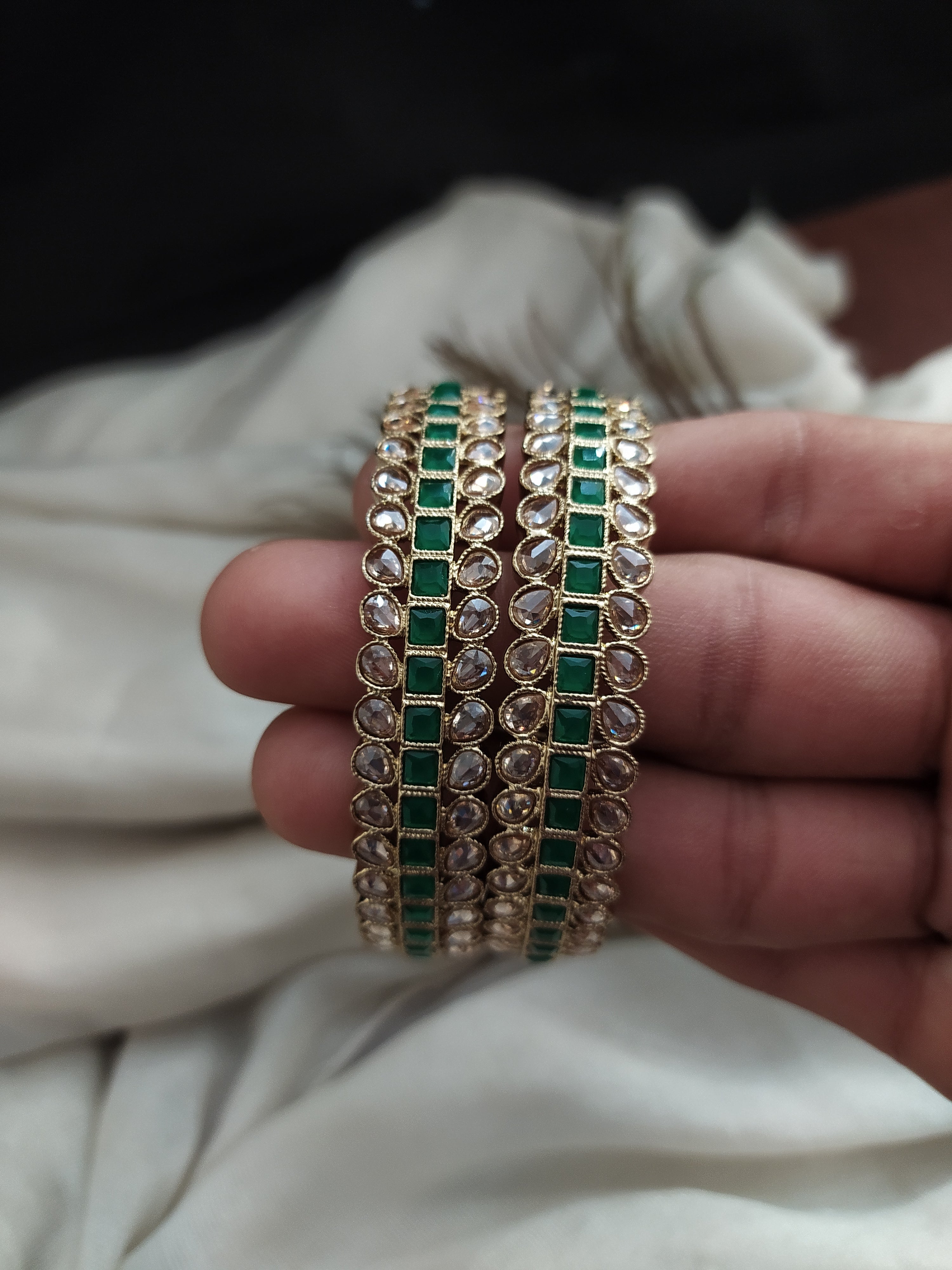 Versatile Amazing Uncut Polki Mehandi Bangles - Sonal Fashion Jewellery