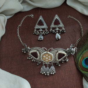 Amazing Butterfly Design Oxidised Choker Set