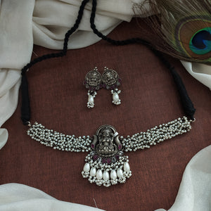 Oxidised Lakshmi Pearl Choker set