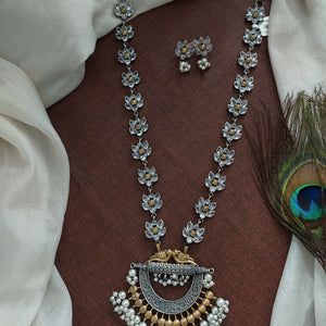 German Silver Oxidised Long Set For Festival