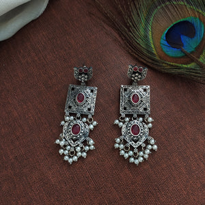 Modern Design Oxidised Pearl Mala Set