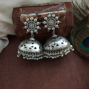 Simple & Elegant Oxidized Plain Jhumki Earrings