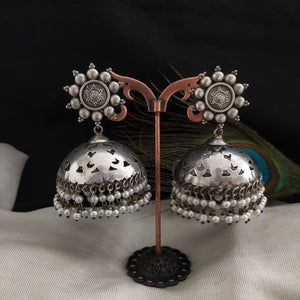 Simple & Elegant Oxidized Plain Jhumki Earrings