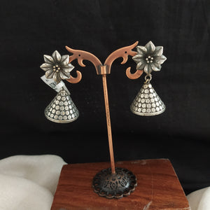 Floral Design Oxidized Hanging Jhumki