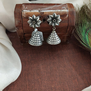 Floral Design Oxidized Hanging Jhumki