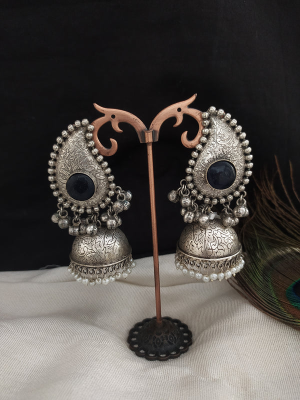 Buy I Jewels Silver Oxidised Ear cuff Bugadi Earring Floral Earcuffs Clip  on Earrings Non Pierced Earrings For Women & Girls (E3162G) at Amazon.in